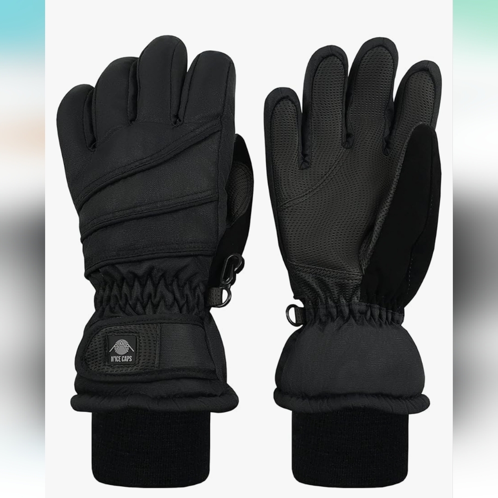 N'Ice Caps kids waterproof winter thinsulate gloves - black